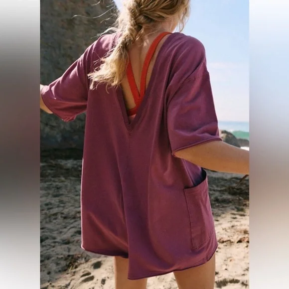 FREE PEOPLE MOVEMENT HOT SHOT TEE ROMPER in Clove NWT sz XS, S, M, L - Picture 2 of 8